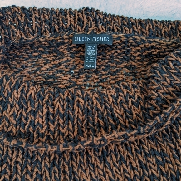 eileen FISHER funnel neck top marled knit sweater cowl mock neck nutmeg xl - Picture 8 of 12